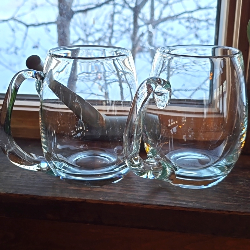 A Pair of Hand Blown Glass Mugs